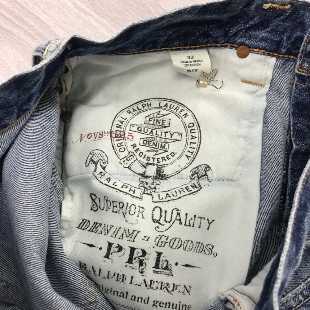Polo Ralph Lauren Distressed Denim‎ Shorts Medium Wash Raw Hem Size 32